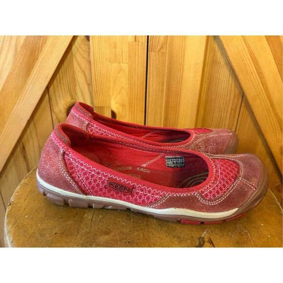 KEEN Mercer Ballerina CNX Ballet Womens Suede Flat Slip On Red Size US 8 EU 38.5 - Picture 1 of 8